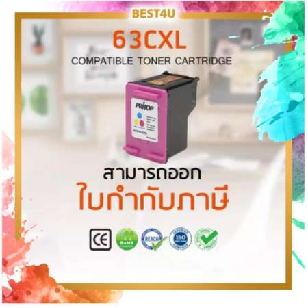 HP ink 63CO-XL ตลับหมึกอิงค์เทียบเท่า Pritop HP ink 63CO-XL ตลับหมึกอิงค์เทียบเท่า Pritop