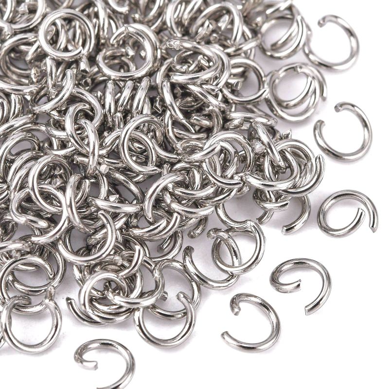 304 Stainless Steel Jump Rings, Open Jump Rings, Stainless Steel, 18 Gauge,  8x1mm, Inner Diameter: 6mm