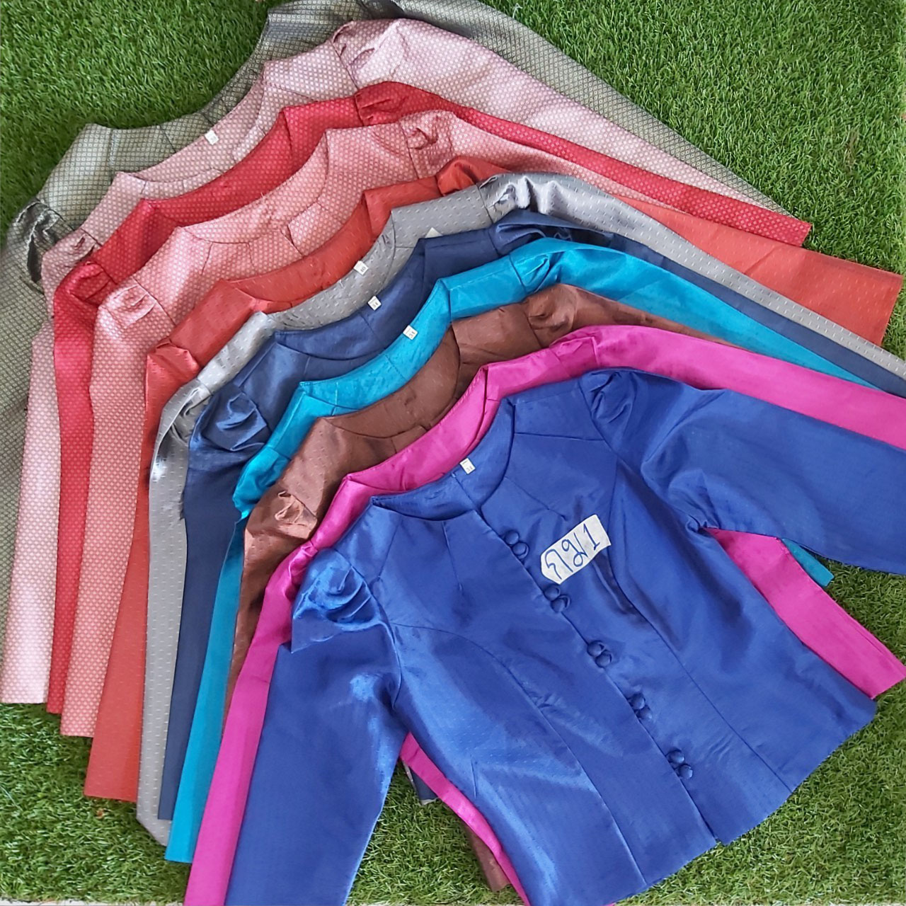 กม6 สีเทา เสื้อไหมเกร็ดมณี เสื้อไหมลาว เสื้อผ้าไหม เสื้อผ้าไหมหม่อน สี ...