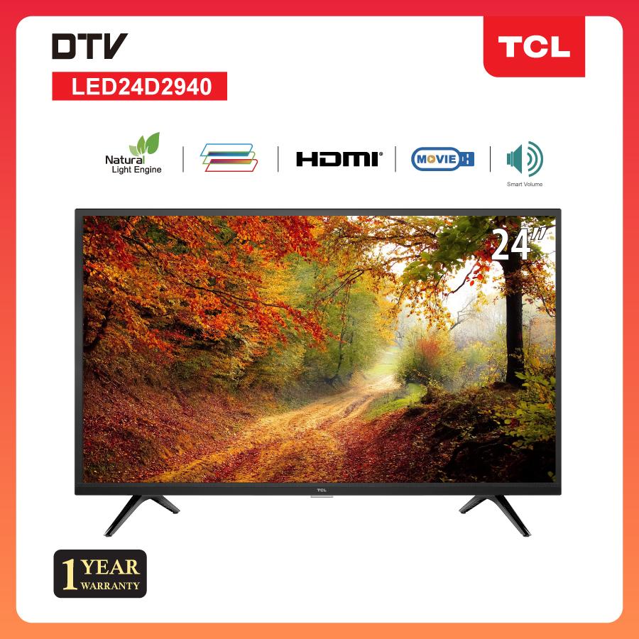 TCL 24 นิ้ว LED HD 720P(รุ่น 24D2940) -DVB-T2- AV In-HDMI-USB-Slim ดิจิตอลทีวี