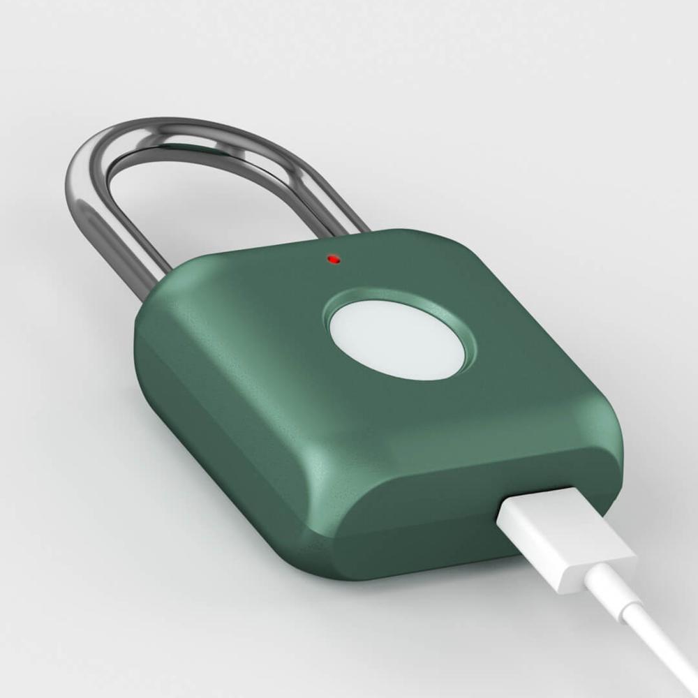 Xiaomi ลายนิ้วมือกุญแจ Kitty USB กันน้ำลายนิ้วมืออิเล็กทรอนิกส์ล็อค Home Anti-Theft กระเป๋าเดินทางแม่กุญแจรักษาความปลอดภัย สี สีเขียว สี สีเขียว