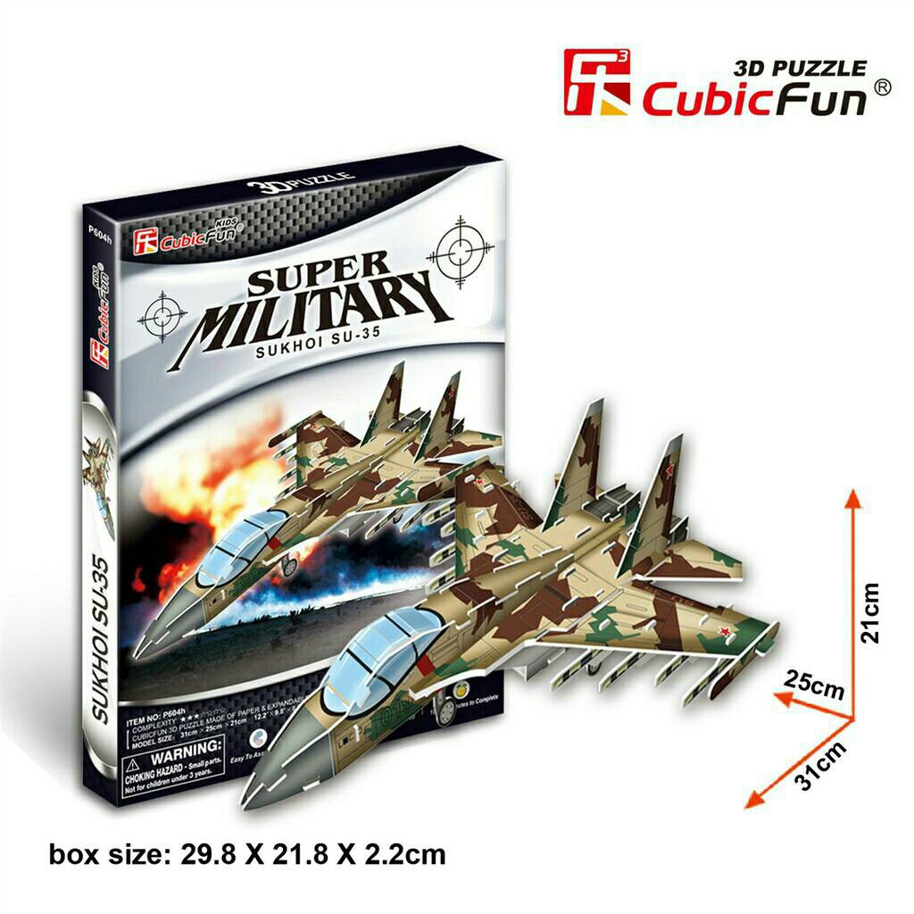 CubicFun 3d Paper Puzzle  Super Military Sukhoi Su-35 Size 31*25*21 cm Total 35 pcs. P604h