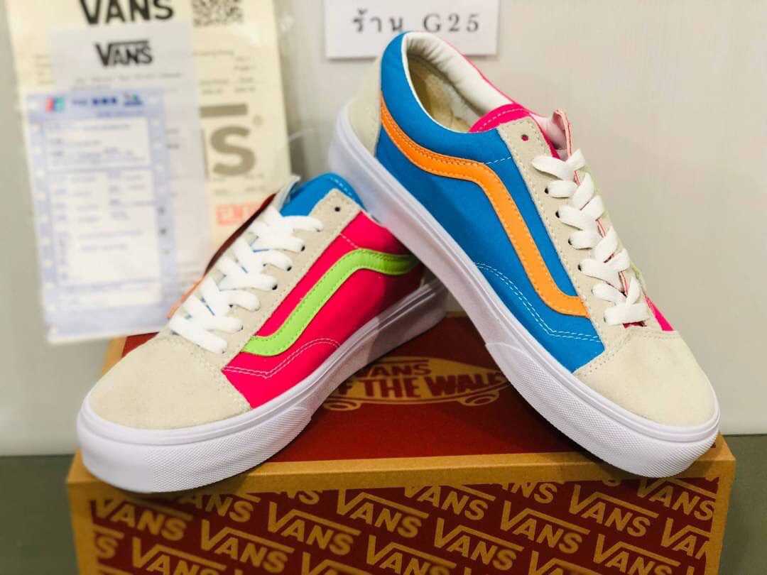 [MShose] รองเท้าVans Old Skool Yacht Clup Rainbow สีชมพู รองเท้าลำลอง รองเท้าแฟชั่น สินค้าพร้อมกล่อง สินค้าถ่ายจากงานจริง100%