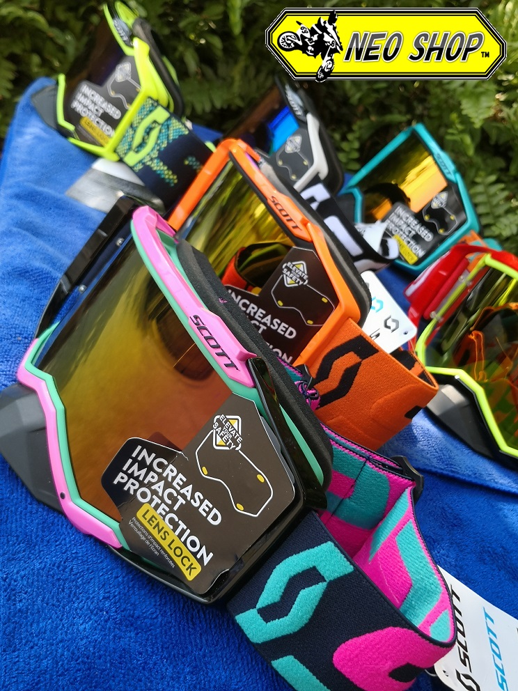 แว่นตากันลม แว่นหมอบ แว่นวิบาก SCOTT สีชมพูเขียว เลนส์ปรอทชมพู มีกล่อง