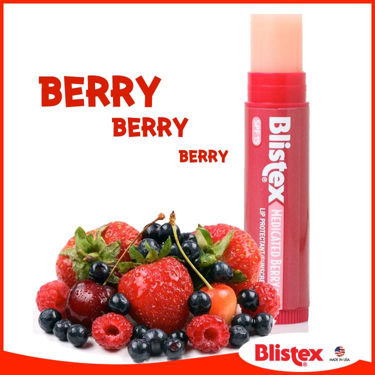 Blistex Berry ลิปบาร์ม กลิ่นเบอร์รี่ SPF15 Premium Quality From USA ปลุกความใสอมชมพู ริมฝีปากกระจ่างใส ความชุ่มชื้น เงางาม บริสเทค ลิปสติค Lipsticks Lip Balm Vitamin C
