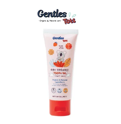 ยาสีฟันเด็กออร์แกนิค Gentles Tots -สูตร Kids 1ปี+ (กลิ่นสตรอเบอรี่โยเกิร์ต)(Kids'Organic Tooth Gel for age 1 year+)