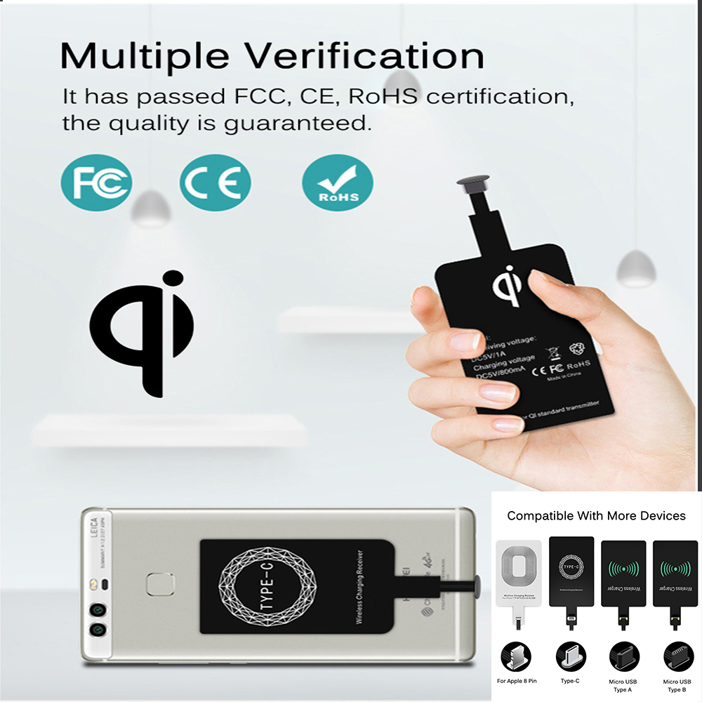 BUCHE Home, Office, Public Area High Efficiency Lightweight Universal Fast Charger Reception Coil Wireless Charging Receiver Accept Wire Receipt Connector