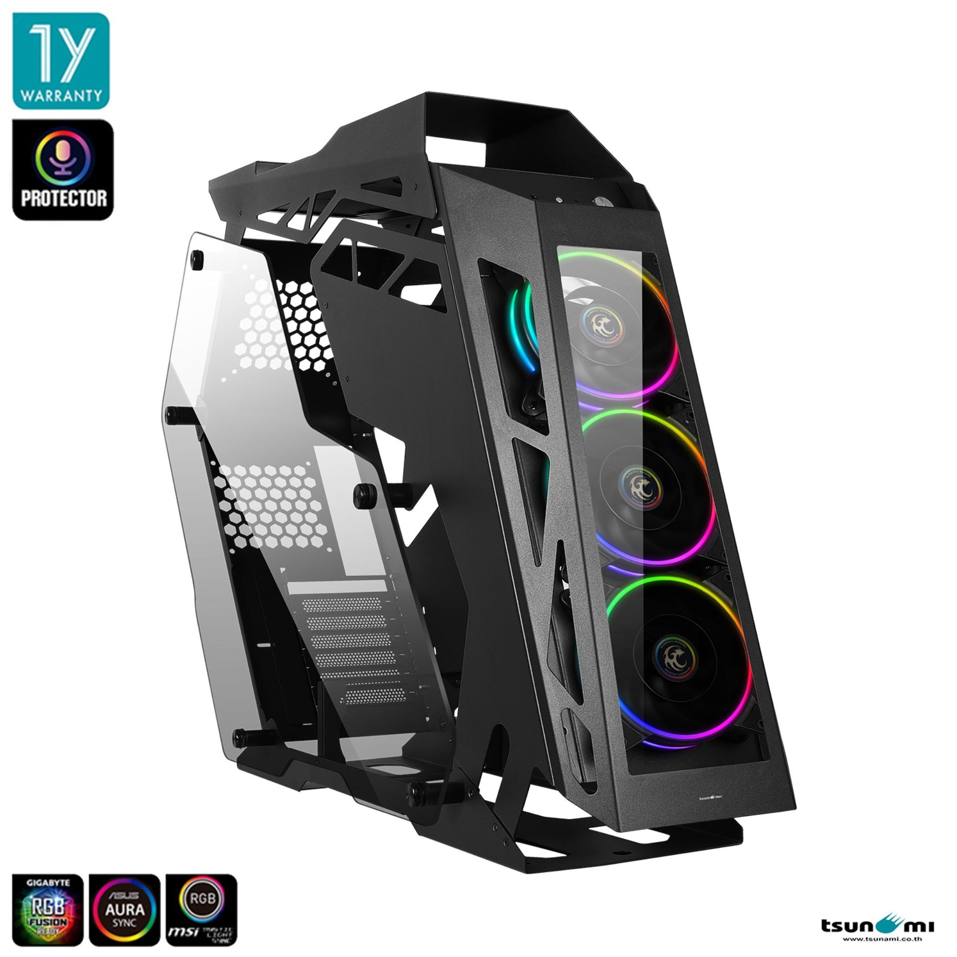 Tsunami (เคส เกมมิ่ง) Protector Titan KK Open Air Surrounded Tempered Glass Mutant ATX Gaming Computer Case with Protector 1250K Cooling Fan with Hub (ARGB/Protector RGB Ready)