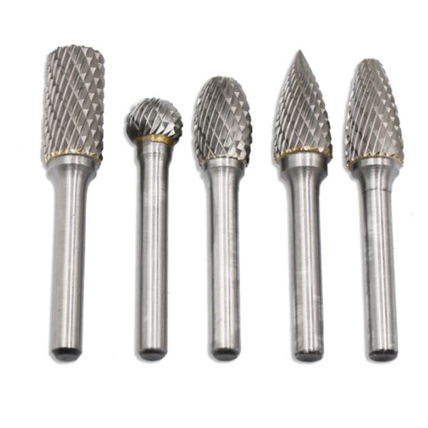 Carbide Rotary Burr Set 12MM Head with Shank Double Cut File for Drill Bits, Polishing,Engraving,Drilling,5 Pack