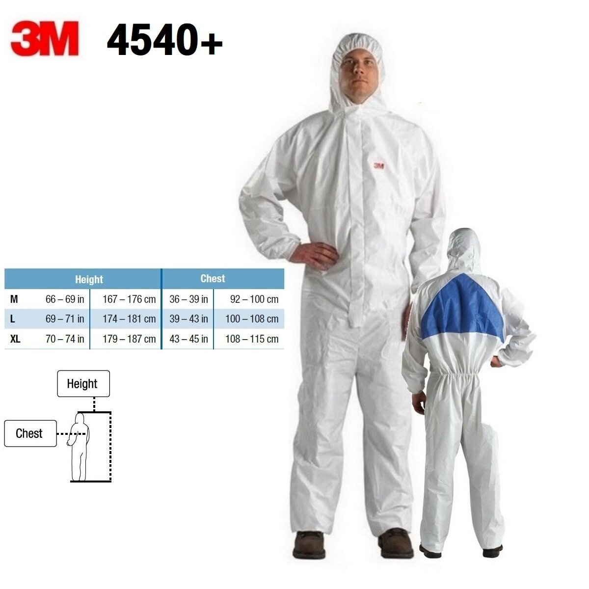 3M 4540+ Coverall ชุดป้องกันสารเคมีและฝุ่นละออง พร้อมช่องระบายอากาศ (มีขนาด M, L, XL ให้เลือก)