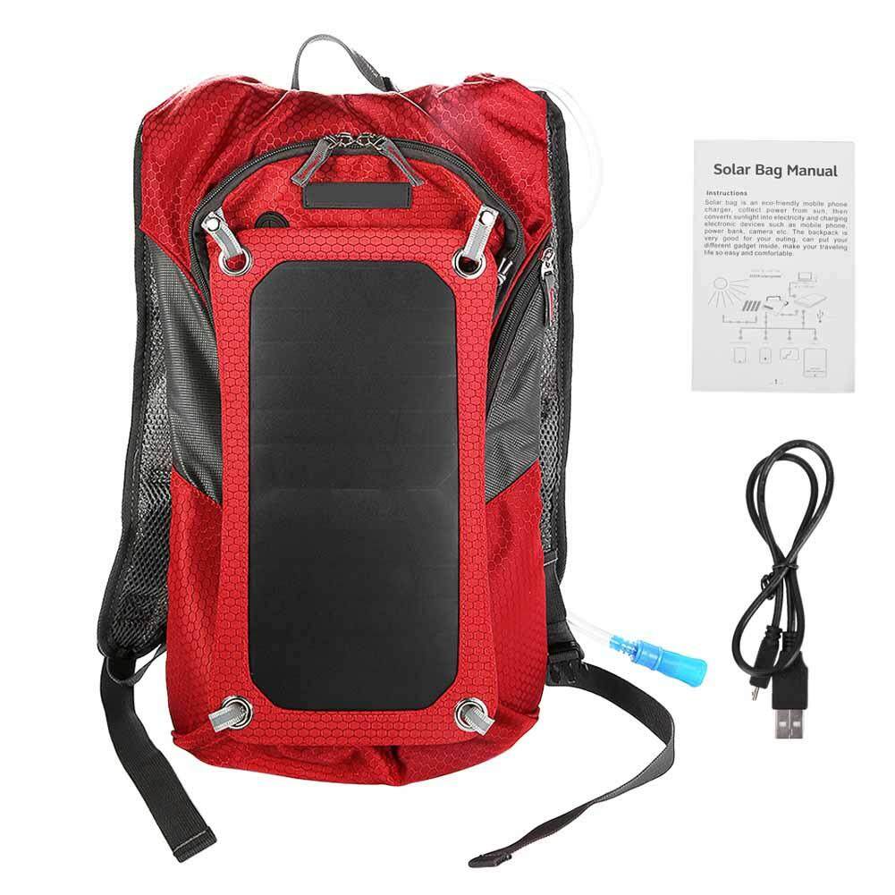 6.5W Panel Backpack USB Charging Bag 2L Hydration Pack for Cycling Camping❤V 