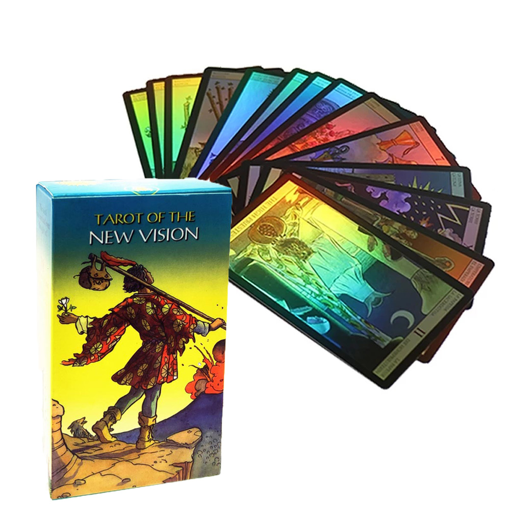 ครอบครัวเกมกระดานเกมDivination 78ใบดาดฟ้าไพ่ทาโรต์Holographic Tarotใหม่Vision Shine Waite Oracle Card