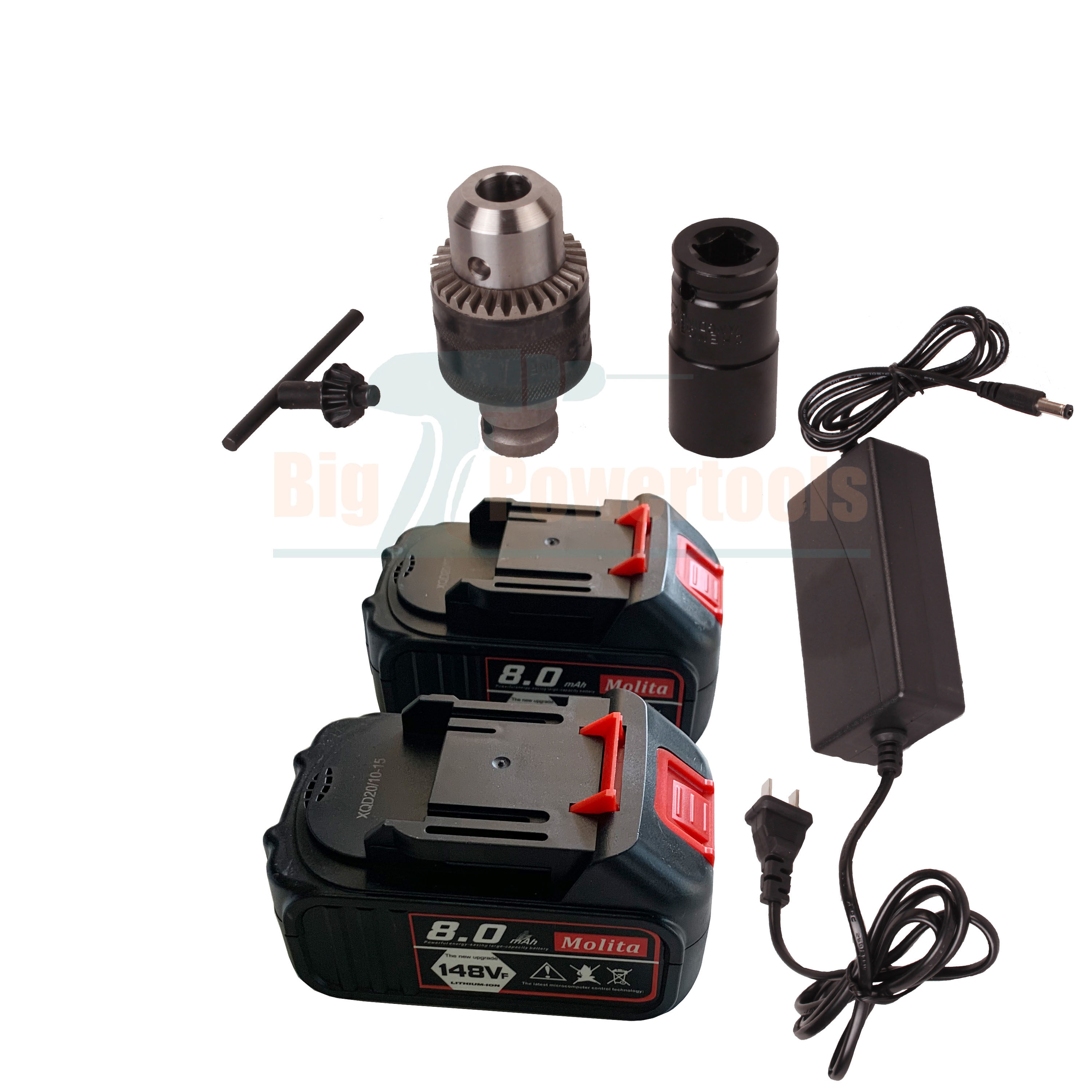 MOLITA บล็อกแบต 148V บล็อกไฟฟ้า  ล็อกแบตเตอรี่  แบต Li-ion 2ก้อน 2ระบบ   รุ่นสีแดง(รุ่นใหม่ สำหรับงานหนักมาก)