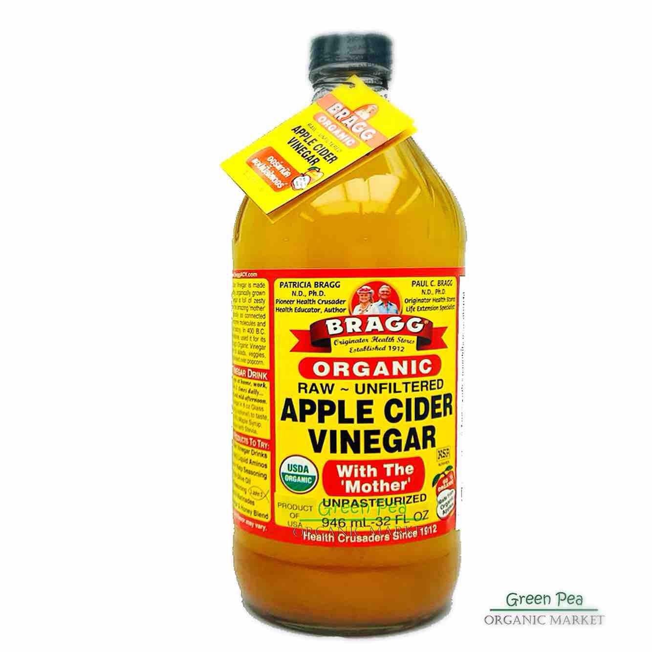 Acv Bragg น้ำส้มสายชูหมักจากแอปเปิ้ล Bragg Organic Raw Apple Cider Vinegar ขนาด 946 Ml