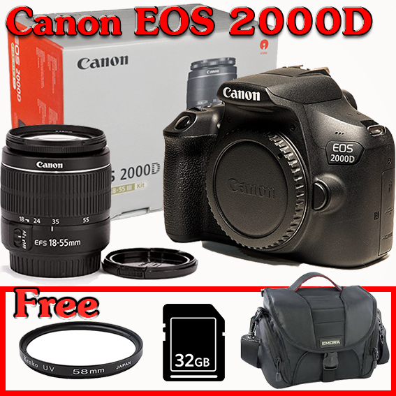 ราคา Canon EOS 2000D KIT EFS 1855 mm. III ฟรี SD card 32 gb และ UV