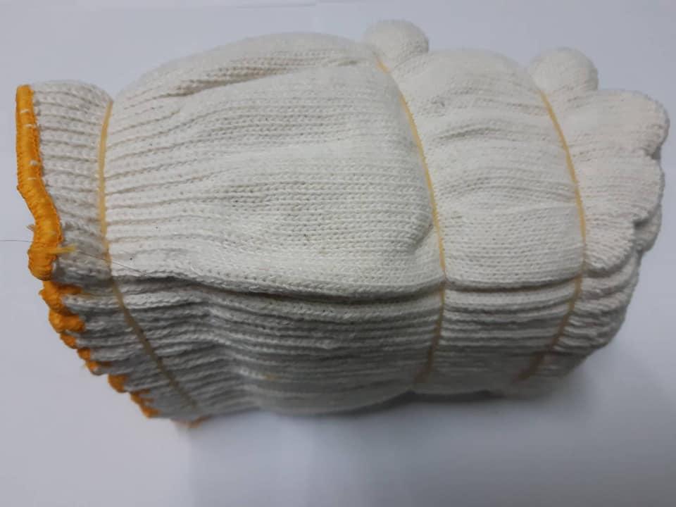 ถุงมือผ้า ถุงมือผ้าทอ ถุงมือผ้าฝ้าย ขนาด 7 ขีด สีขาว