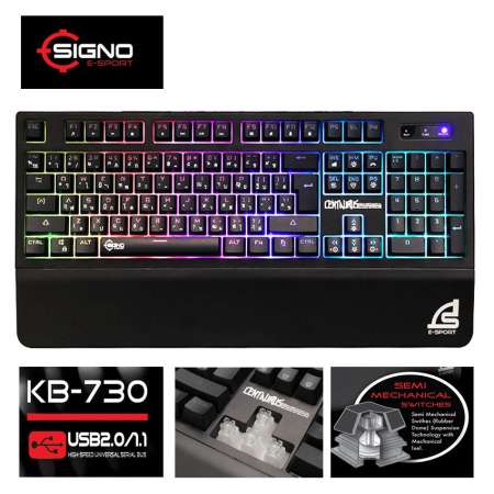 SIGNO E-Sport KB-730 คีย์บอร์ดสำหรับเกม CENTAURUS by ESPORTMART Semi-Mechanical Gaming Keyboard