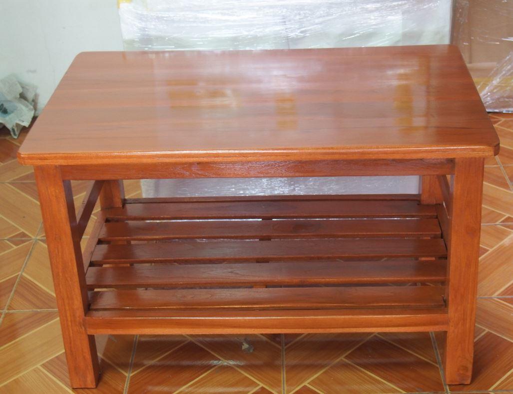 CProduct โต๊ะกลาง ไม้สักทองสีน้ำตาลอิฐ โต๊ะวางทีวี โต๊ะวางของ โต๊ะวางหนังสือ เคลือบเงา ขนาด ย80 ก50 ส50 ซม.