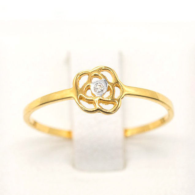 Happy Jewelry แหวนเพชรของแท้ ดอกคามิเลีย ทองแท้ 9k 37.5% ขายได้ จำนำได้ 0.66g, 0.005ct