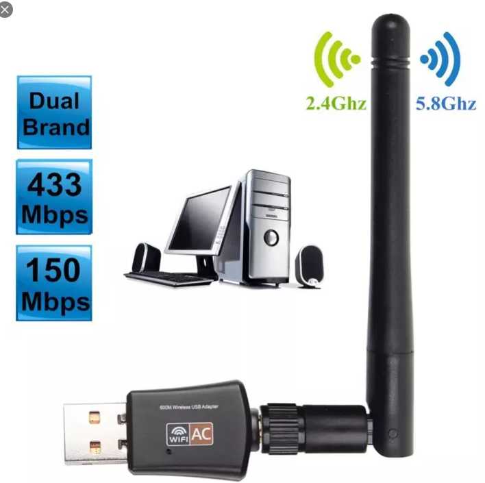 ตัวรับ WiFi 2 ย่านความถี่ AC 600Mbps ตัวรับสัญญาณ ตัวดูดวายฟาย Wireless USB Adapter Dual Band 2.4/5Ghz 802.11AC ไวไฟความเร็วสูง (2.4G และ 5G)  Nextone