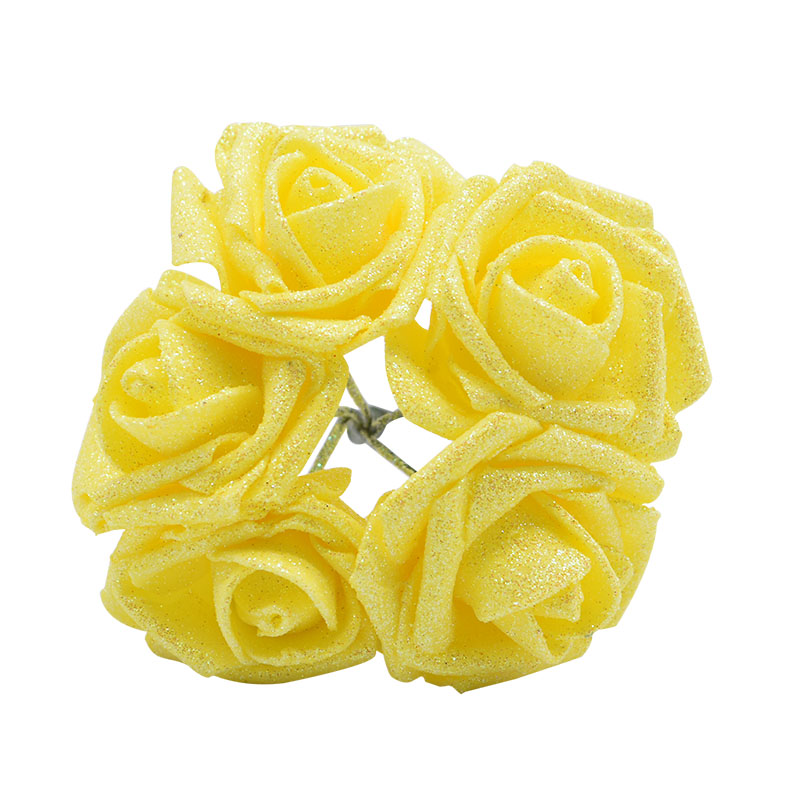 20pcs 6cm Gold Silver Rose Flower Head Glitter Foam Artificial