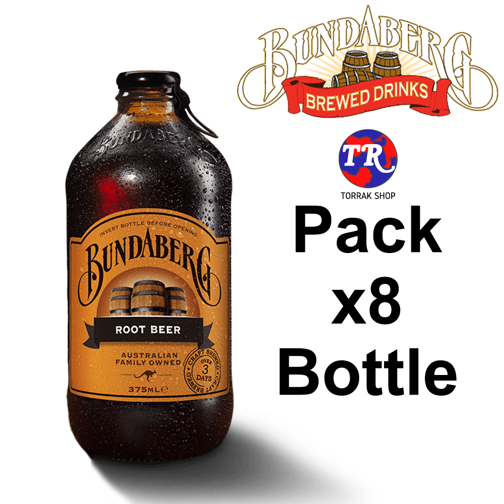 Bundaberg Root Beer Beverage บันดาเบิร์กน้ำตาลหวานกลิ่นรูทเบียร์อัดก๊าซ 375มล นำเข้าจาก ออสเตรเลีย แพ็ก8ขวด