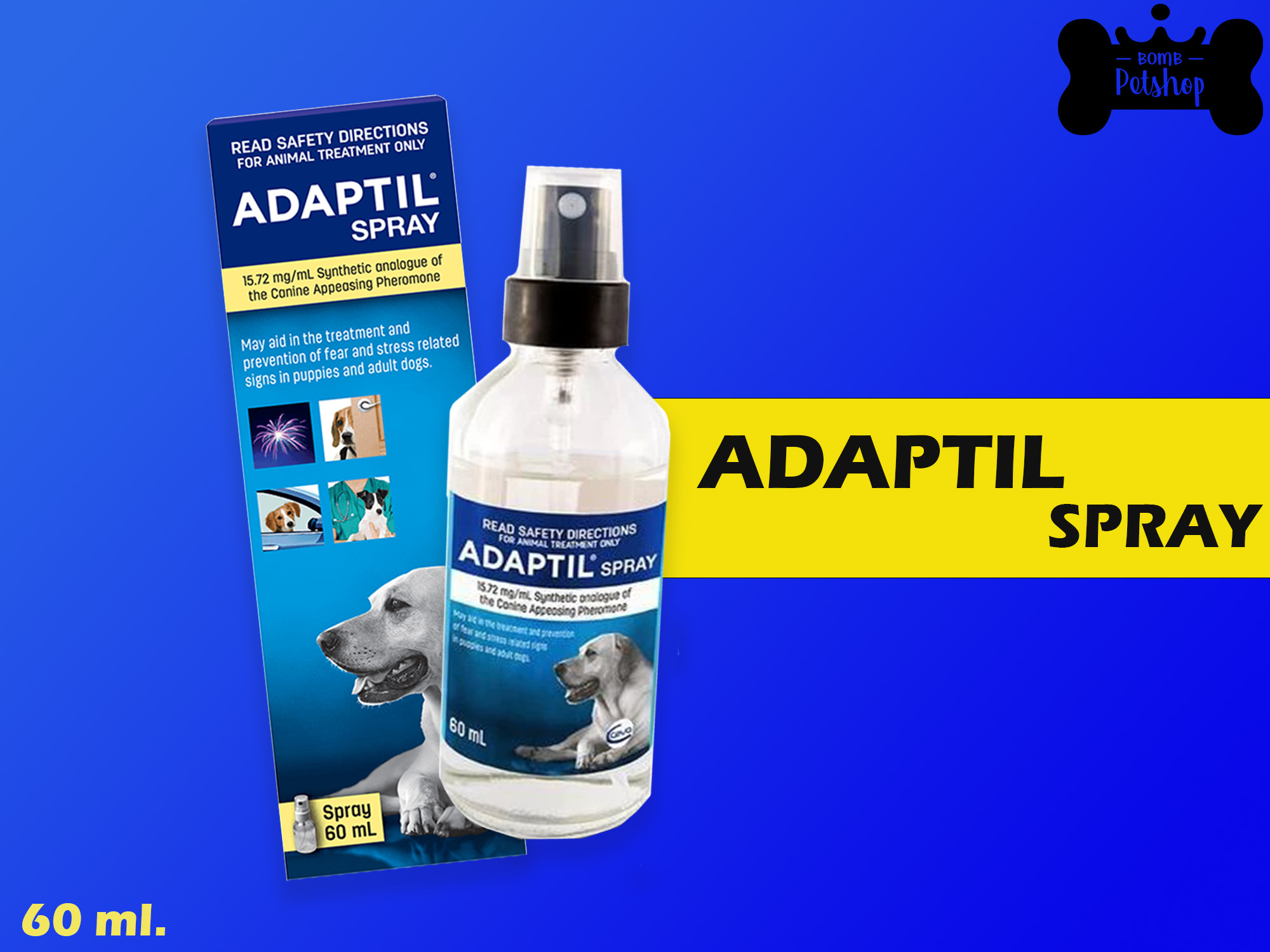 Adaptil Spray helps calm your dog on the move สเปรย์ลดความเครียดสุนัข สเปรย์ปรับพฤติกรรมสุนัข ขนาด 60ml.