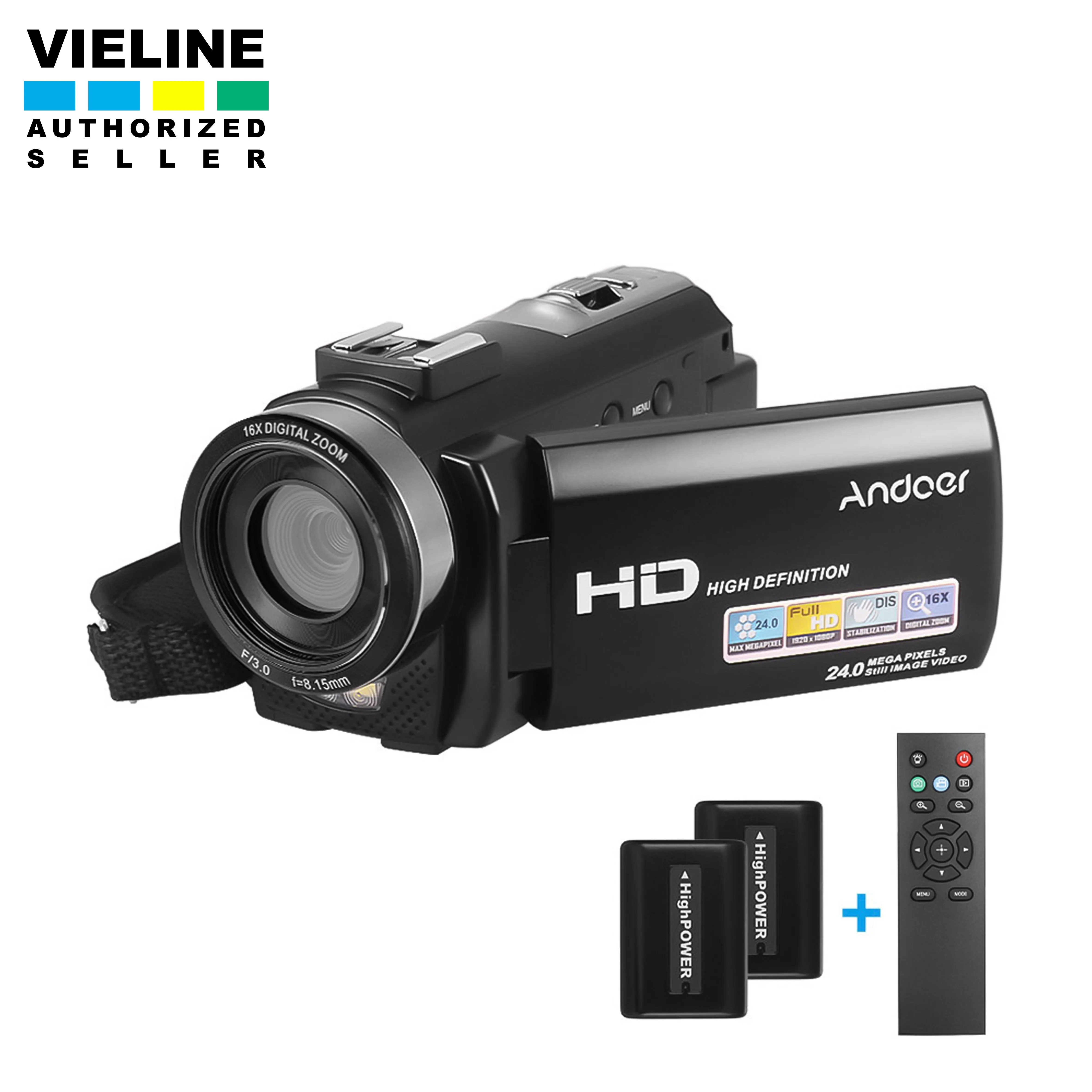 Andoer HDV-201LM 1080 จุด FHD กล้องวิดีโอดิจิตอลกล้องบันทึก DV 24mp 16X ซูมดิจิตอล 3.0 นิ้วหน้าจอแอลซีดี