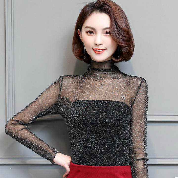 gold mesh top long sleeve