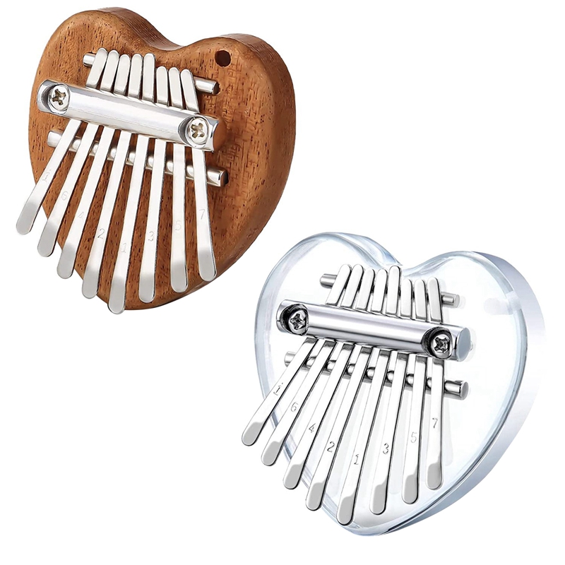 2 Pack Mini Kalimba Thumb Piano 8 Keys Portable Finger Piano With Chain For Beginners Pocket