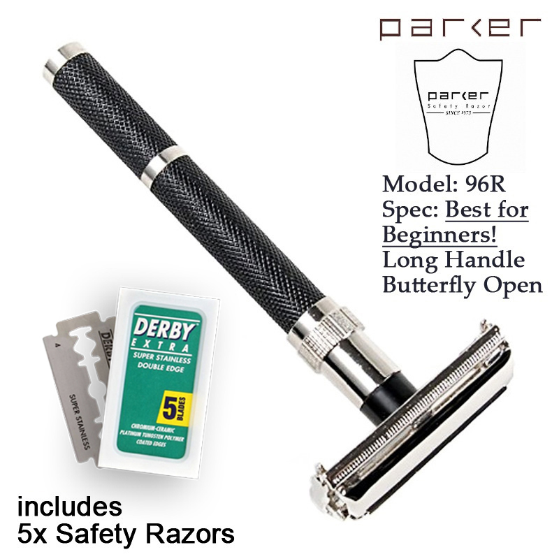 Parker 96R - Long Handle Butterfly Open Double Edge Safety Razor-Men's Bazaar-มีดโกน