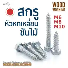 ภาพขนาดย่อของภาพหน้าปกสินค้าน้อตหัวหกเหลี่ยมขันไม้ M6-M8-M10 สกรูเกลียวปล่อยงานไม้ ปลายแหลม สกรูหัวบล็อคยิงไม้ Hex Head Lag Screw 4 ตัวต่อถุง จากร้าน WoodScrews บน Lazada ภาพที่ 1