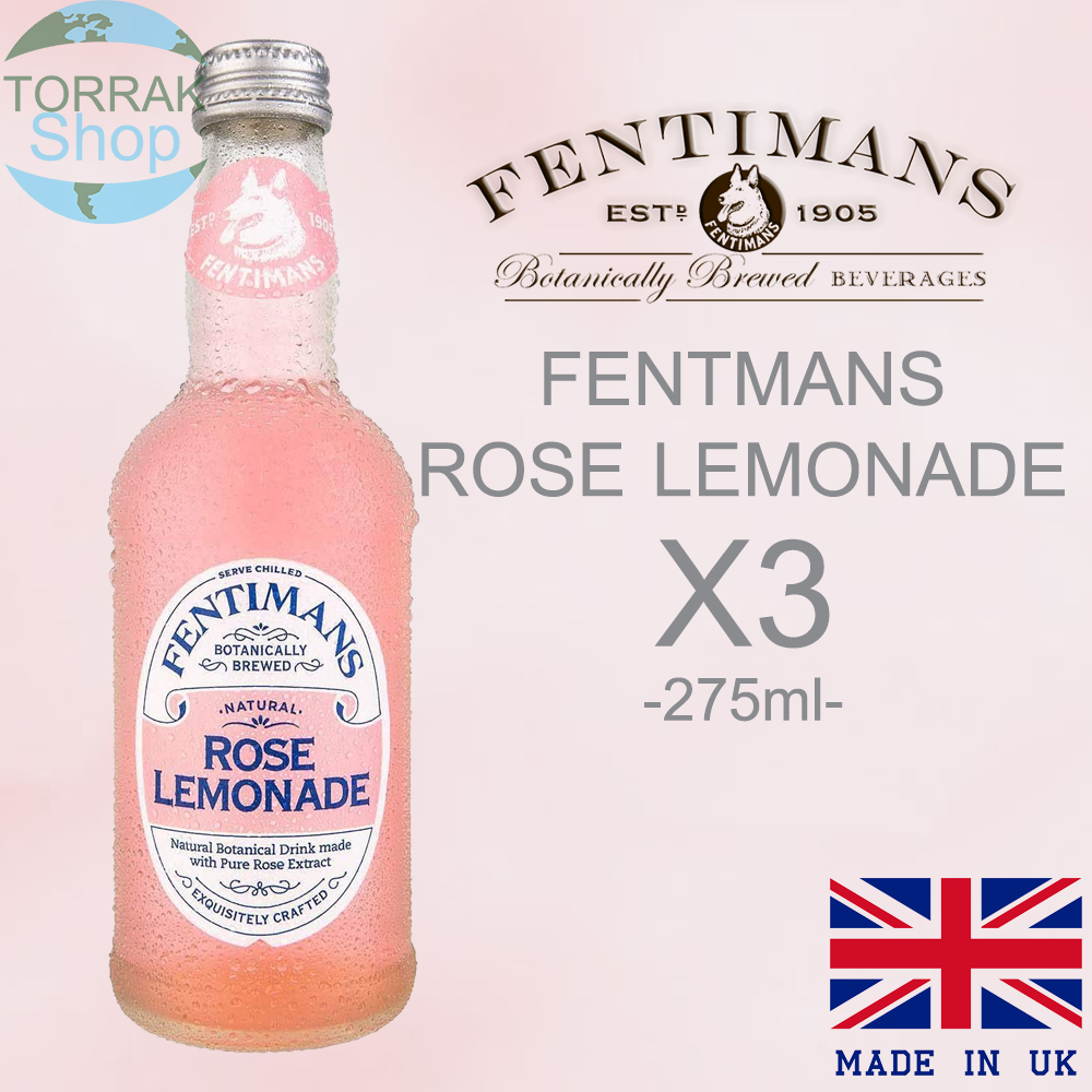 Fentimans Rose Lemonade เฟนติแมนส์ โรสเลมอนเนด 275มล แพ็ก 3 ขวด