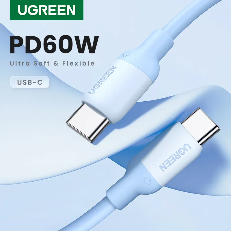 ภาพหน้าปกสินค้าUGREEN 60W PD USB-C to USB-C PD Fast Charging Skin-friendly Silicone Cord Data Cord for SAMSUNG S23 S22 S21 iPad Pro MacBooK Air Model: US263 จากร้าน Ugreen Official Store บน Lazada