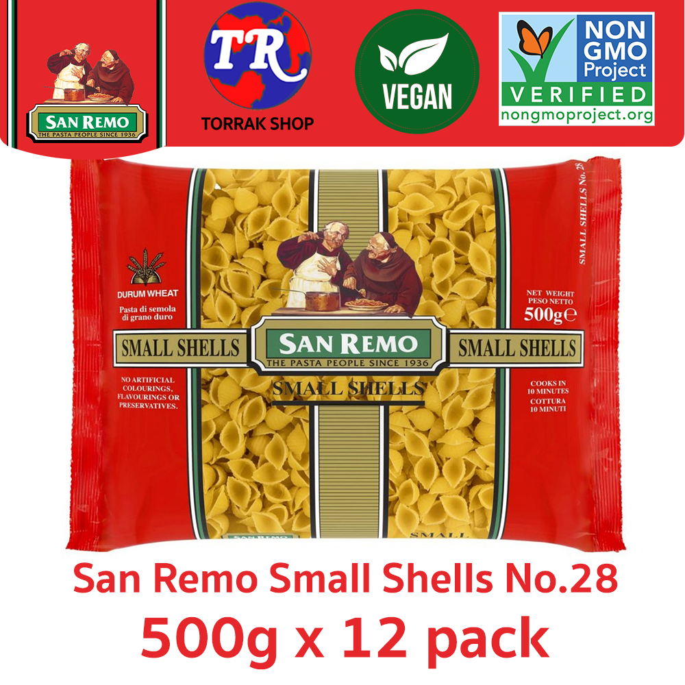 San Remo Small Shells No.28 ซาน รีโม่ เส้นพาสต้า แบบ ฝาหอย เบอร์ 28 500g x 12 pack