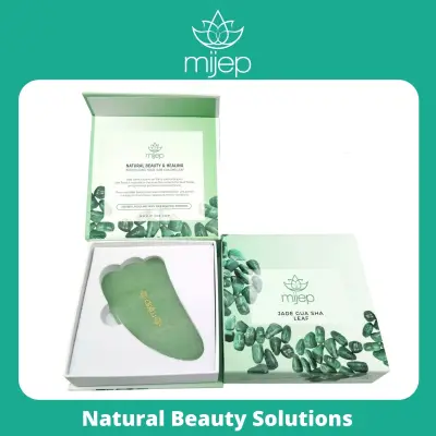 Authentic Jade Gua Sha - Leaf Shape for Facial Massage Top quality 100% pure natural stone. Traditional Chinese Medicine crystal scraping tool. Best selling Natural Anti Ageing Beauty Device