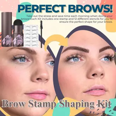 QC2CKCLVF Shape Stamp Brow ​ with 10 Reusable Eyebrow Stencils Long Lasting Eyebrow Pen Brushes Brow Stamp Shaping Kit Shaping Makeup Set Eyebrow Stamp One Step