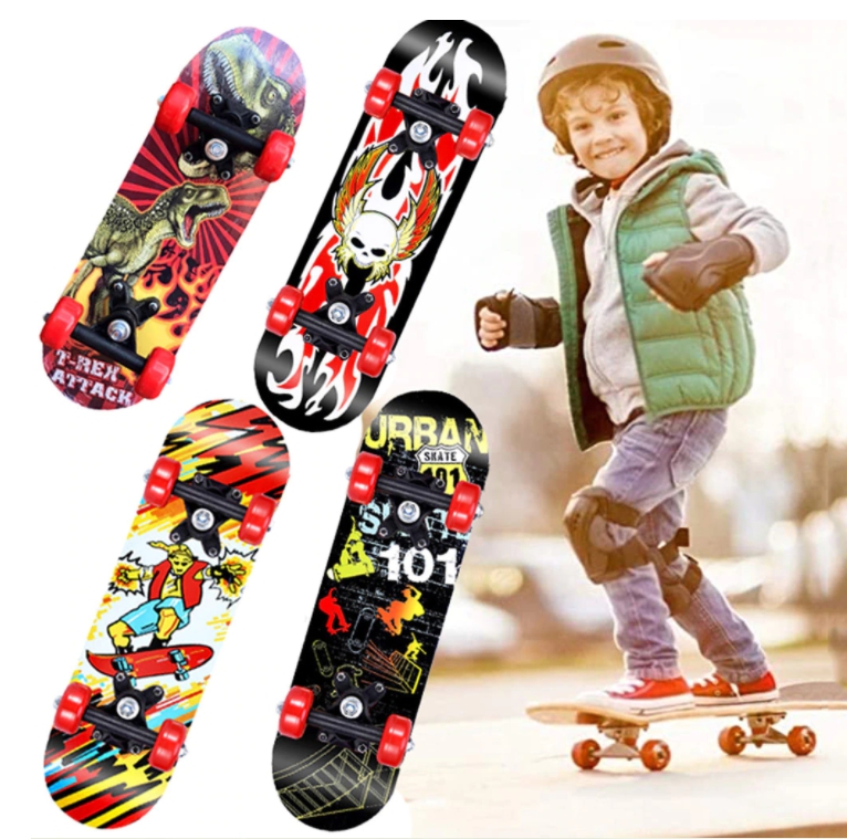 AT.OUTLET สเก็ตบอร์ด 4 ล้อ ขนาดเล็ก สเก็ตบอร์ดสำหรับเด็ก skateboard ลายการ์ตูน สำหรับอายุ 4-10 ปี (ขนาดเล็ก)
