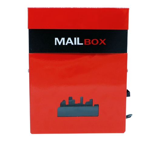 WS ตู้จดหมาย กล่องจดหมาย กล่องรับจดหมาย ตู้จดหมายทรงสูง ดีไซน์สวยงาม สำหรับแขวน หน้าประตู ผนังเสา ขนาด 23.5 x 8.3 x 30.5 ซม. : สีดำ - แดง