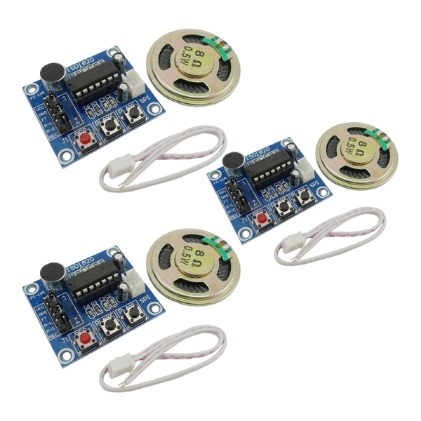 Bảng giá 3Pcs ISD1820 Sound Voice Recording Playback Module Sound Recorder Board with Microphone Audio Loudspeaker Phong Vũ