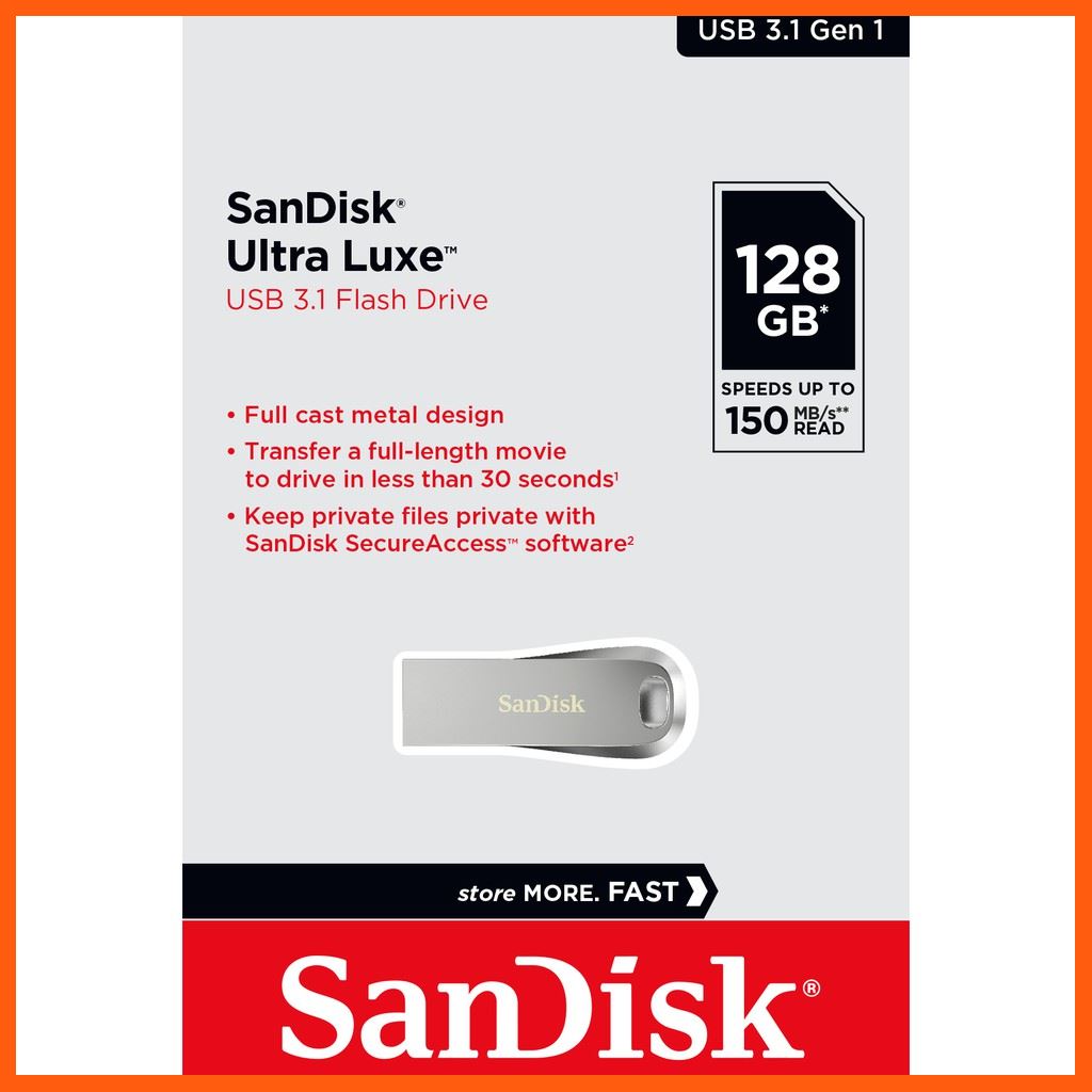 ✨✨#BEST SELLER🎉🎉 SANDISK ULTRA LUXE USB 3.1 แฟลชไดร์ฟ 128GB (SDCZ74_128G_G46) อุปกรณ์จัดเก็บข้อมูล (STORAGE & MEMORY CARD ) STORAGE MEMORY CARD อุปกรณ์จัดเก็บข้อมูล Memory Card เม็มโมรี่การ์ด Compact Flash