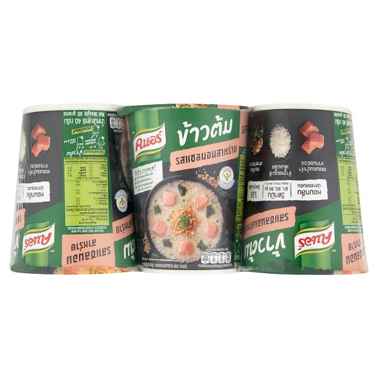 ✨Sale✨ คนอร์ ข้าวต้มกึ่งสำเร็จรูป รสแซลมอนสาหร่าย 40กรัม x 3 ถ้วย Knorr Salmon Seaweed Flavour Instant Rice Soup 40g x 4 Cups