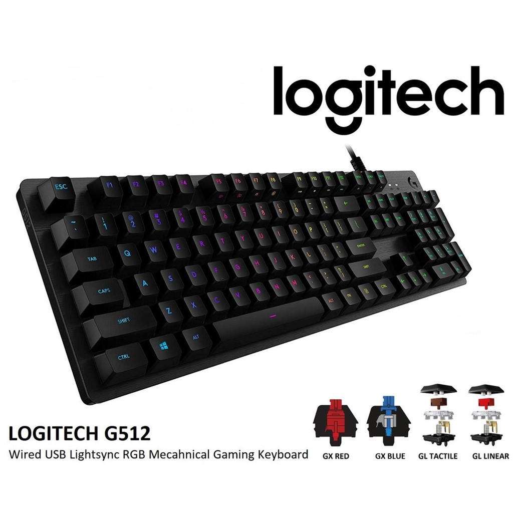 คีย์บอร์ดเกมมิ่ง Logitech G512 Carbon RGB Mechanical Gaming Keyboard