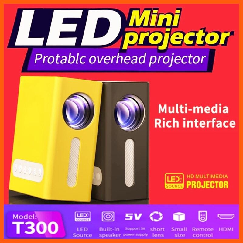 SALE T300 LED Mini Projector 320x240 Pixels Support 1080P HDMI USB Portable proyector Home Media Player -FL สื่อบันเทิงภายในบ้าน โปรเจคเตอร์ และอุปกรณ์เสริม