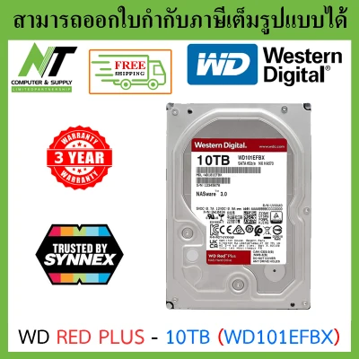 [ส่งฟรี] WD RED PLUS 10TB NAS HDD SATA 256MB 7200RPM (WD101EFBX-3YEAR) Internal Hard Drives BY N.T Computer