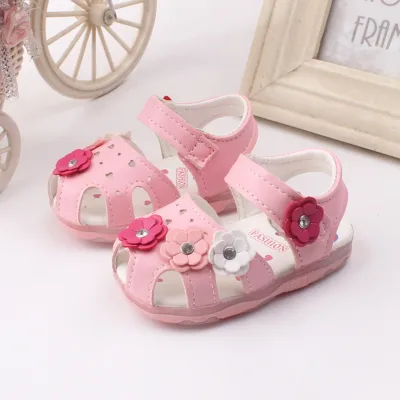 Babysmikee Toddler Infant Kids Baby Girls Flowers LED Luminous Shoes Sneakers Sandals