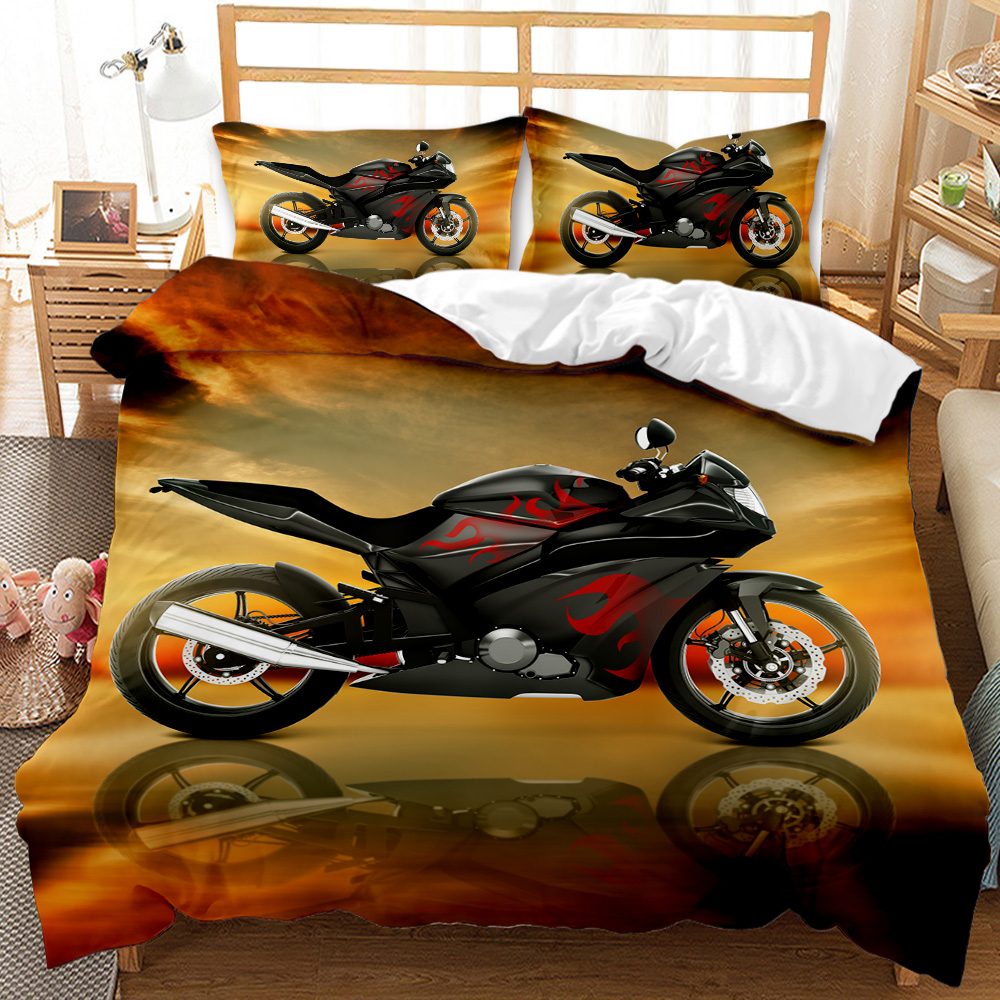 Motorbike Duvet Cover Set Motocross Rider Racing Motorcycle Dirt Bike