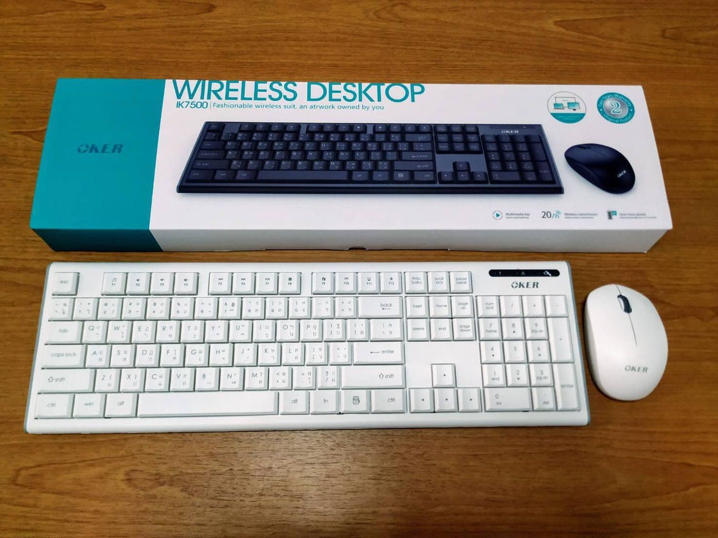 Oker ชุดคีบอร์ดเมาส์ไร้สาย Wireless Keyboard Mouse Set รุ่น Ik7500. 