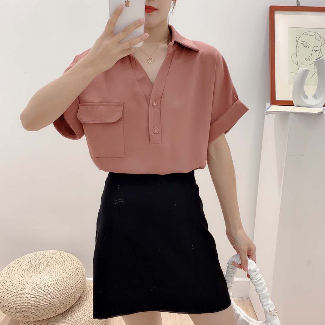 เสื้อเชิ้ตผู้หญิง เสื้อทำงาน ขอบปลุก สไตล์เกาหลี New Fashion 2021
