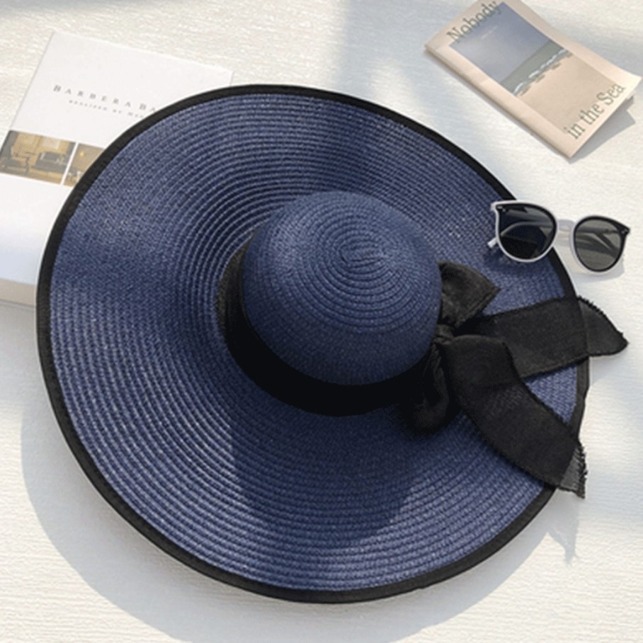 Women Summer Beach Straw Hat Korean Seaside Big Hat Brim Sunblock